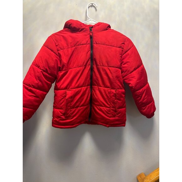 Swiss Tech Red Puffer Jacket With Hood & Pockets Medium 8 - Picture 1 of 8